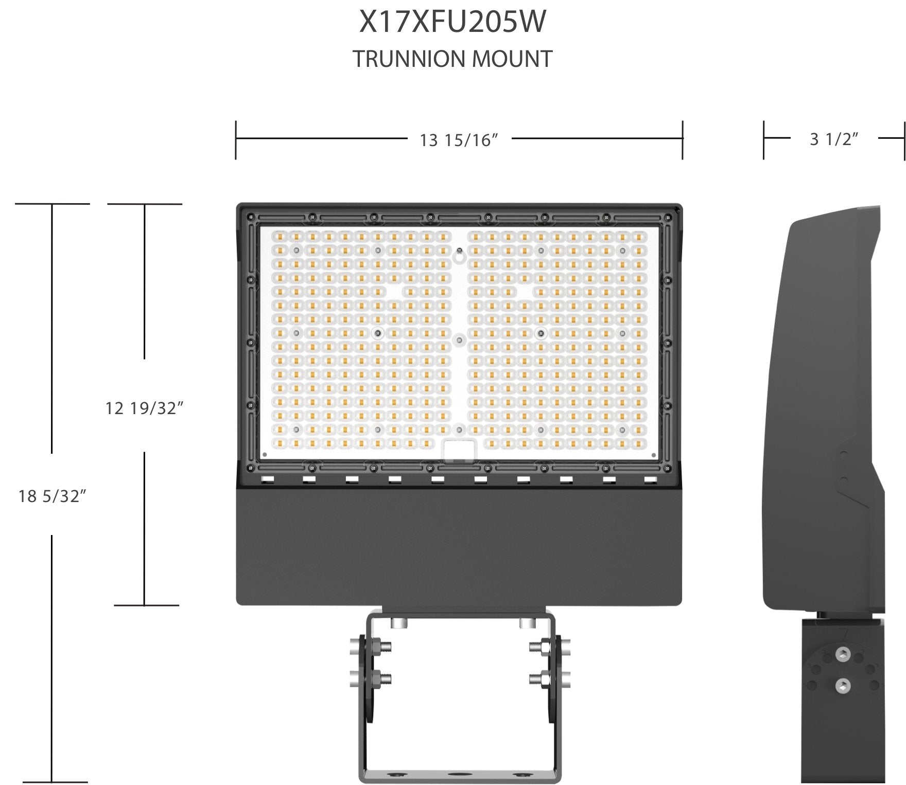 RAB-X17XFU205SF/PCTRAB X17 205W LED Flood Light Trunnion/Slipfitter Mount Selectable CCT