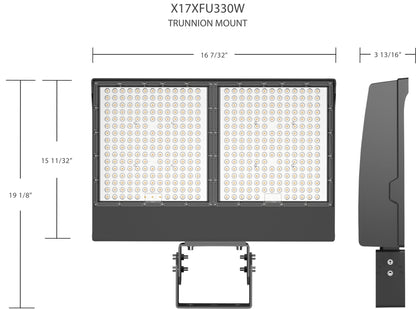 RAB-X17XFU330T/PCTRAB X17 330W LED Flood Light Trunnion/Slipfitter Mount Selectable CCT