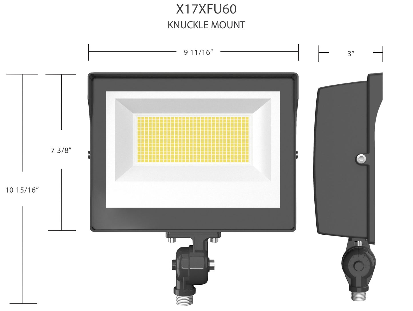 RAB-X17XFU60WRAB X17 60W LED Flood Light Knuckle Mount Selectable CCT