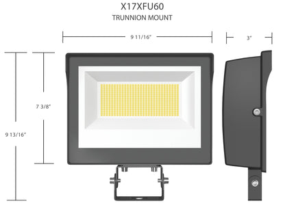 RAB-X17XFU60TWRAB X17 60W LED Flood Light Trunnion Mount Selectable CCT