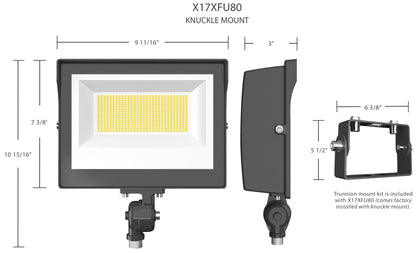 RAB-X17XFU80WRAB X17 80W LED Flood Light Knuckle Mount Selectable CCT