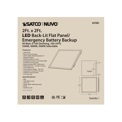 SATCO-65-585SATCO 65-585 40W LED 2FT X 2FT Emergency Backup Backlit Flat Panel Selectable CCT 100-347V