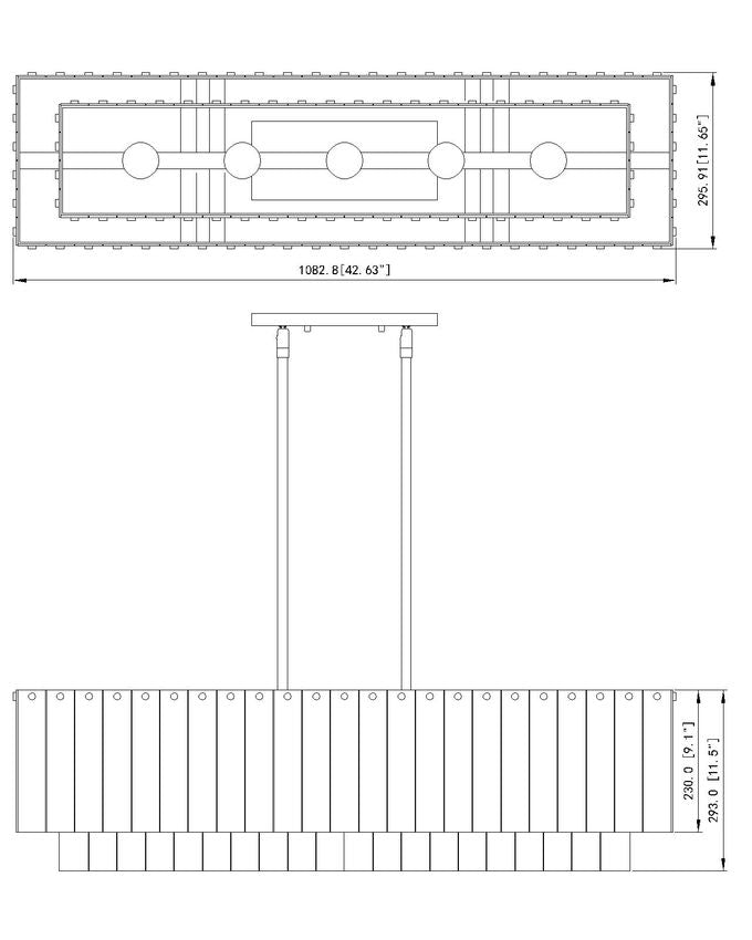 1943-53L-MGLDZ-Lite 1943 Glacier Linear Island Chandelier