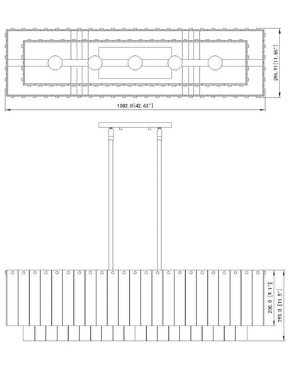 1943-53L-MGLDZ-Lite 1943 Glacier Linear Island Chandelier