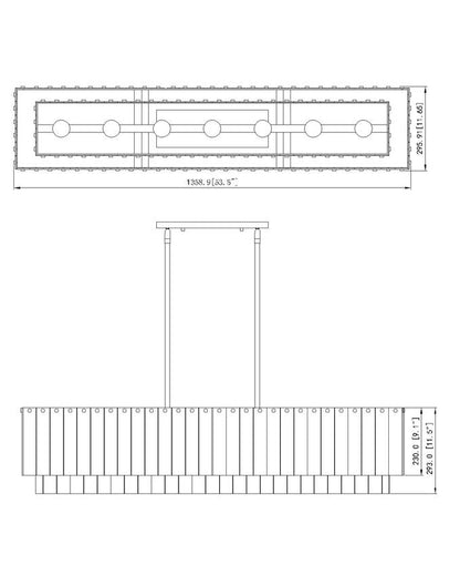 1943-53L-MGLDZ-Lite 1943 Glacier Linear Island Chandelier