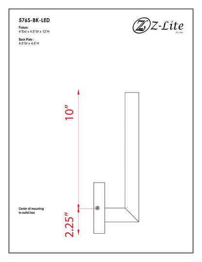 576M-BK-LEDZ-Lite 576 Edge LED Outdoor Wall Sconce 27K