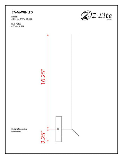 576M-BK-LEDZ-Lite 576 Edge LED Outdoor Wall Sconce 27K