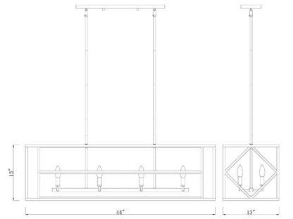 457-8L-OBR-BRZZ-Lite Euclid Linear 8 Bulb Chandelier