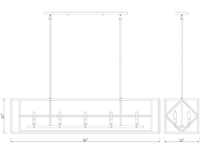 457-10L-OBR-BRZZ-Lite Euclid Linear Island Chandelier